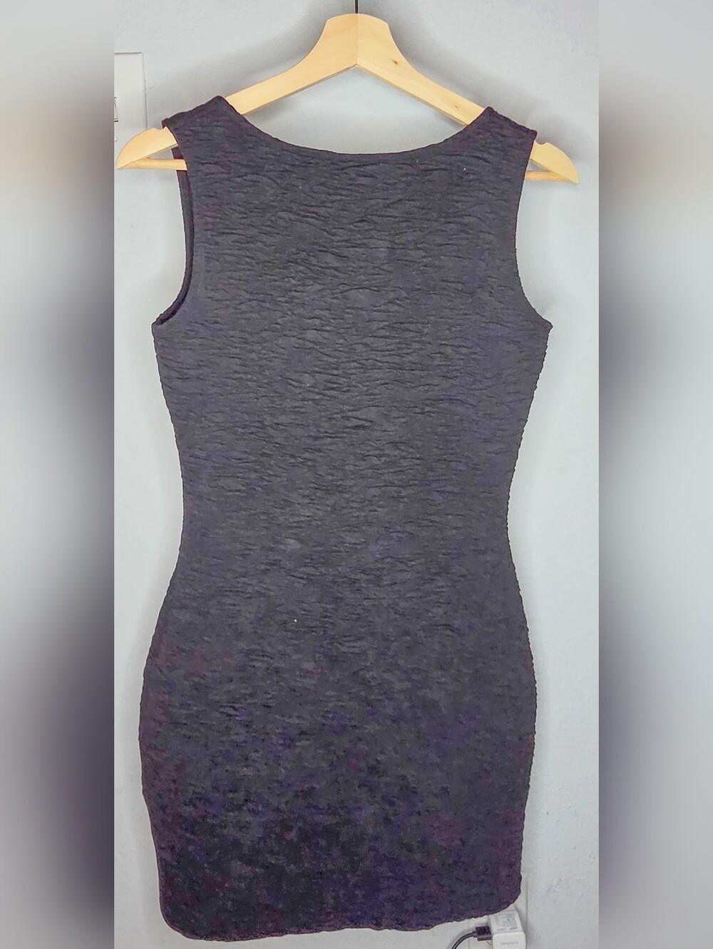 Good American Black Scrunchie Scoop-Back Bodycon Mini Dress Size 1 / Small